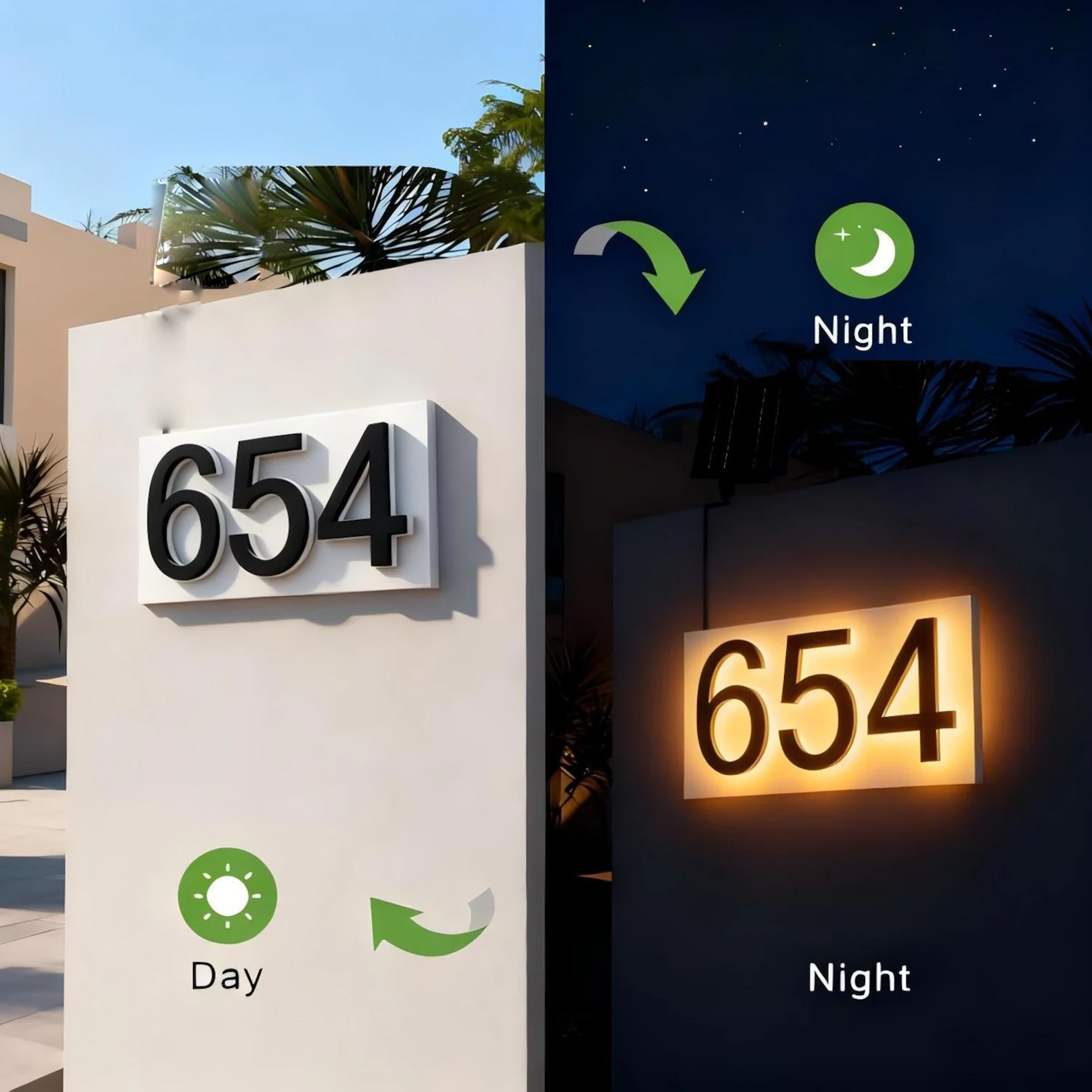 Address Home Office - أرقام منازل معدنية حديثة، لوحة عنوان