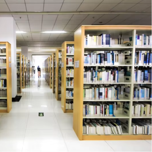 Home Office With Library - أرفف كتب مزدوجة الجوانب مباشرة من