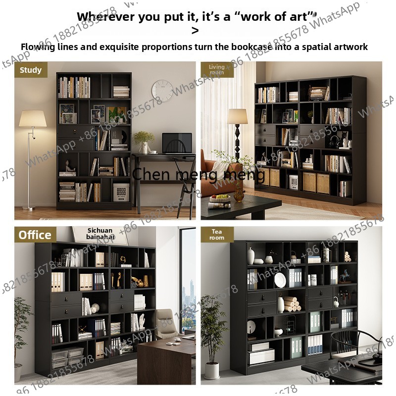 رف كتب حائطي وخزانة كتب خشبية  - مراجعة Home Office With Library وسعره